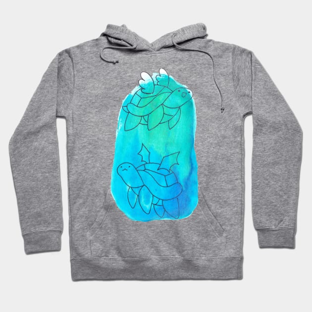 Winged Watercolor Turtles Hoodie by saradaboru